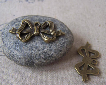 Accessories - Antique Bronze Bow Tie Charms 15x30mm Set Of 10 Pcs A4628