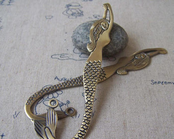 Accessories - Antique Bronze Mermaid Bookmark Nautical Shepherd Hook 32x120mm Double Sided Set Of 2 Pcs A4293