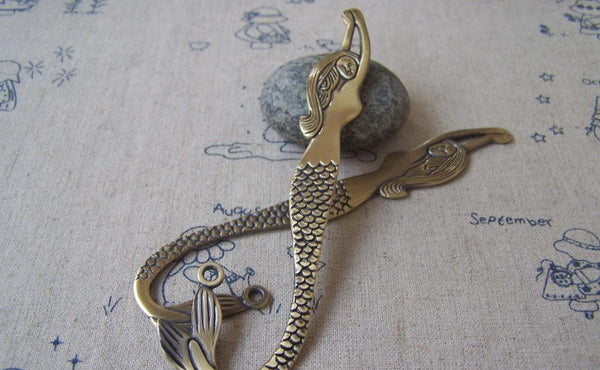 Accessories - Antique Bronze Mermaid Bookmark Nautical Shepherd Hook 32x120mm Double Sided Set Of 2 Pcs A4293