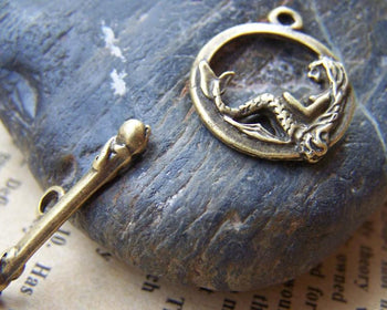 Accessories - Antique Bronze Mermaid Toggle Clasps Fairy Fish Nautical Closure Set Of 10 Pcs  A230