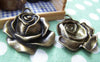 Accessories - Antique Bronze Rose Flower Pendants 32x35mm Set Of 4 Pcs A397