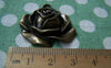 Accessories - Antique Bronze Rose Flower Pendants 32x35mm Set Of 4 Pcs A397