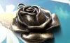 Accessories - Antique Bronze Rose Flower Pendants 32x35mm Set Of 4 Pcs A397