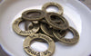 Accessories - Antique Bronze Round Circle Rings Charms 22mm Double Sided Set Of 10 Pcs A3100