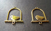 Accessories - Antique Gold  Flat Bird Ring Cage Connector Charms 25x33mm Set Of 10 A3454