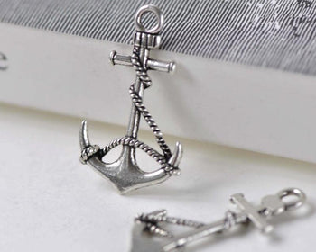Accessories - Antique Silver Anchor Charms 19x33mm Set Of 10 Pcs A7897