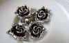 Accessories - Antique Silver Flower Back Loop Hexagon Charms  17mm Set Of 10 Pcs  A6817