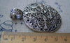 Accessories - Antique Silver Large Round Pendant Filigree Flower Vintage Design Charms 46x60mm Set Of 5 Pcs A1833