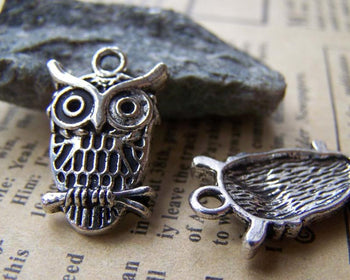 Accessories - Antique Silver Owl Charms 14x22mm Set Of 10 Pcs A1843