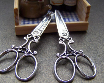 Accessories - Antique Silver Scissors Charms Barber Shop Victorian Scissors Pendants 25x60mm Set Of 10 Pcs A1644