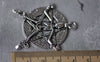 Accessories - Antique Silver Skeleton Star Pendants Round Charms 35x44mm Set Of 10 Pcs A7123