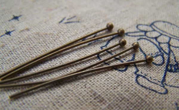 Accessories - Ball End Headpin Antique Bronze Brass Headpin  - 22G - 30mm Set Of 100 Pcs A2942