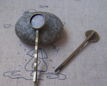 Accessories - Bezel Bobby Pin Antique Bronze Wavy Hair Clips Match 12mm Cabochon 2x55mm Set Of 10 Pcs A4946