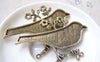 Accessories - Bird Twig Connectors Antique Bronze Large Magpie Cabochon Bezel Pendants 42x62mm Set Of 4 Pcs A2901