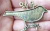 Accessories - Bird Twig Connectors Antique Bronze Large Magpie Cabochon Bezel Pendants 42x62mm Set Of 4 Pcs A2901