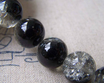 Accessories - Black Crackle Beads Crystal Glass Beads 12mm 33 Inches Strand (70 Pcs)  A3899