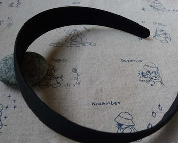 Accessories - Black Headband Matte Black Silk Covered Plasitc Hair Band  25mm Set Of 5 Pcs A5469