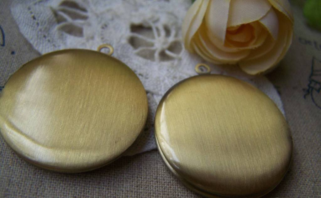 Accessories - Blank Locket Antique Bronze Round Photo Lockets 32mm Set Of 4 Pcs A3561