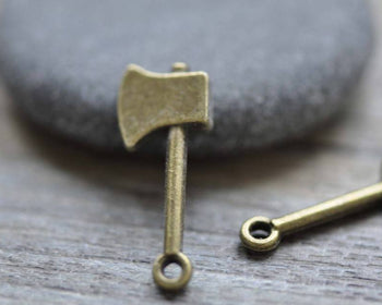 Accessories - Bronze Hatchet Charms Small Axe Tool Pendant 10x24mm Set Of 30 Pcs A7827