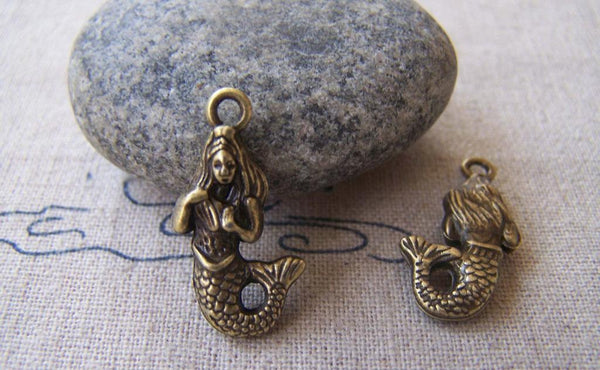 Accessories - Bronze Mermaid Charms Ocean Pendants  8.5x22.5mm Set Of 10 Pcs A2334