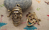 Accessories - Bronze Pirate Skull Charms 19x25mm Set Of 10 Pcs A1577