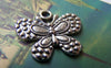 Accessories - Butterfly Charms Antique Silver Pendants 21x24mm Set Of 10 Pcs A800