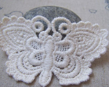 Accessories - Butterfly Doily Beige Cream Color Filigree Floral Cotton Lace 40x70mm Set Of 10 Pcs A4848