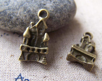 Accessories - Castle Charms Antique Bronze Pendants 10x16mm Set Of 10 Pcs A3423