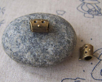 Accessories - Cat Beads Antique Bronze Cat Head Rondelle Beads   6x9x10mm Double Sided Set Of 20 Pcs A598