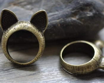 Accessories - Cat Ear Ring Pendants Bronze Charms Set Of 6 Pcs A7774