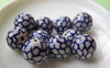 Accessories - Ceramic Beads Hand Painted Porcelain Beads Blue Cracks 14mm Set Of 10 Pcs A1887