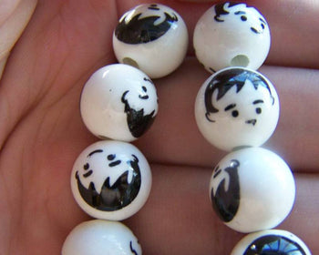 Accessories - Ceramic Boy Beads Hand Painted Round Loose Beads 14mm Set Of 10 Pcs A1881