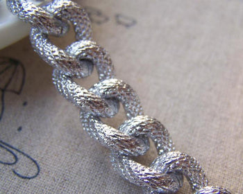 Accessories - Chunky Chain Silver Textured Aluminium Thick Curb Chain Set Of 3.3 Ft (1m)  A2458