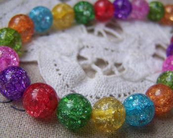 Accessories - Crackle Glass Beads Shattered Glass Assorted Color 8mm One Strand (50 Pcs)  A3926