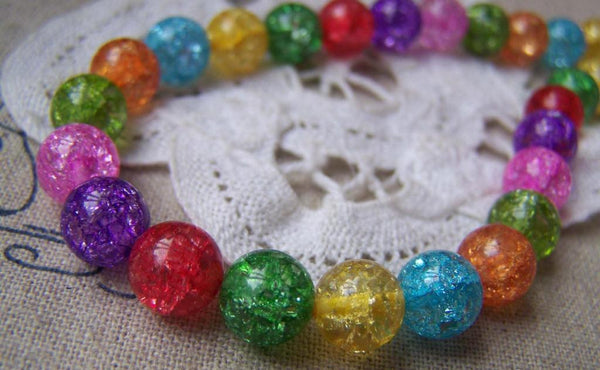 Accessories - Crackle Glass Beads Shattered Glass Assorted Color 8mm One Strand (50 Pcs)  A3926