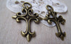 Accessories - Cross Pendants Antique Bronze Lily Flower Charms 31x48mm Set Of 6 Pcs A427