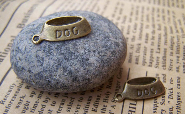 Accessories - Dog Food Bowl Antique Bronze Charms 9x20mm Set Of 10 Pcs A1197