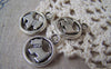 Accessories - Dog Ring Charms Antique Silver Round Pendants 15mm Set Of 10 Pcs A3579