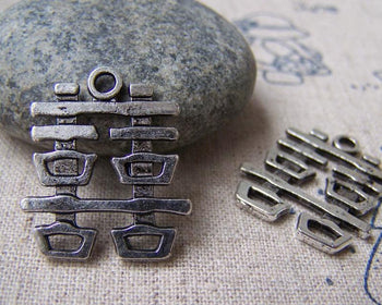 Accessories - Double Happiness Wedding Decoration Tibetan Silver Chinese Character Charms 20x22mm Set Of 10 Pcs A1306