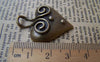 Accessories - Double Swirl Large Heart Pendants Antique Bronze Hollow Back Pendants 28x36mm Set Of 10 Pcs A1631