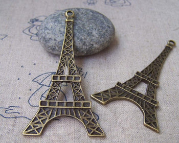 Accessories - Eiffel Tower Pendants Antique Bronze Charms Double Sided 35x68mm Set Of 6 A1669