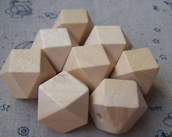 Accessories - Faceted Wood Beads Geometric Figure Solid Beads Findings 21mm Lot Of 20 Pcs A3736