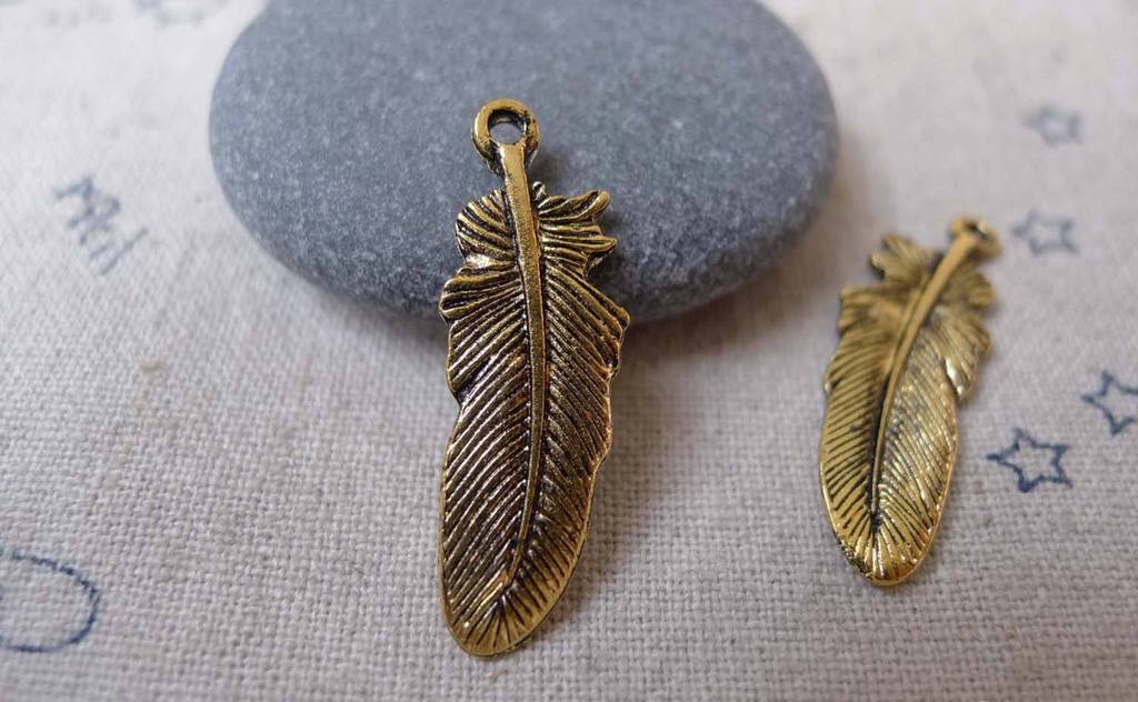 Accessories - Feather Charms Antiqued Gold Bird Wings 10x28mm Set Of 30 Pcs A7367