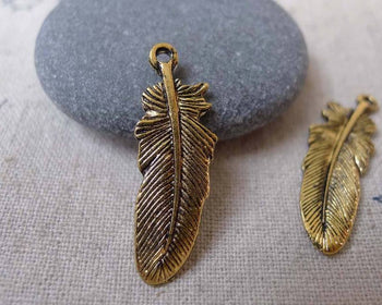 Accessories - Feather Charms Antiqued Gold Bird Wings 10x28mm Set Of 30 Pcs A7367