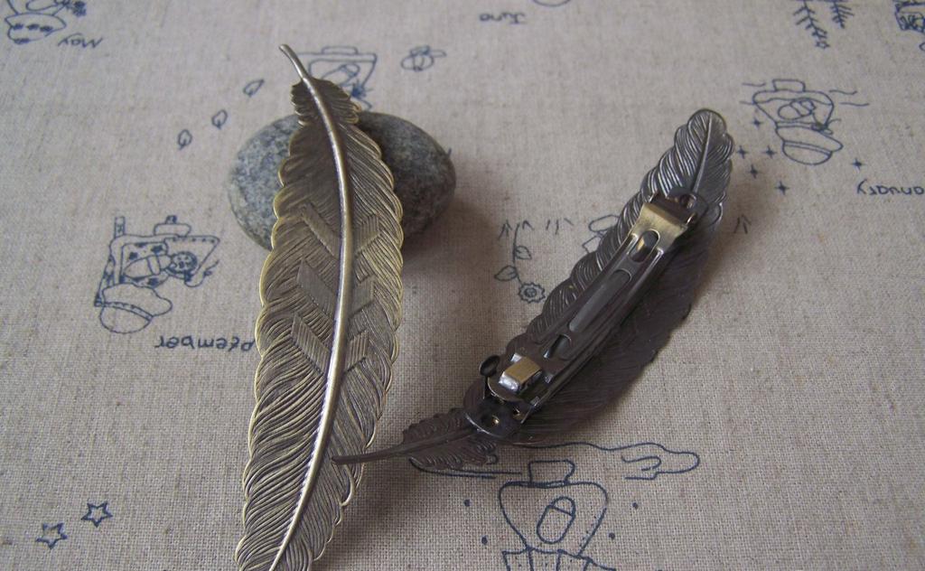 Accessories - Feather Hair Clip French Barrette Large Hair Accessories 3x110mm Set Of 2 Pcs A4604