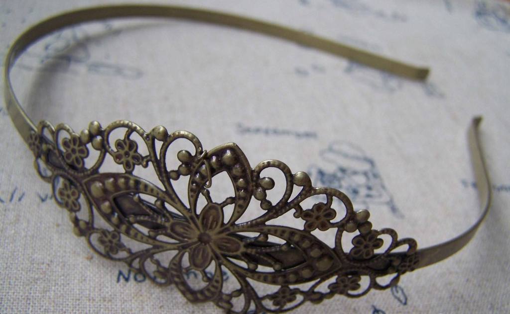 Accessories - Filigree Flower Headband Metal Bronze Hair Band 35x75mm Set Of 1 A2392