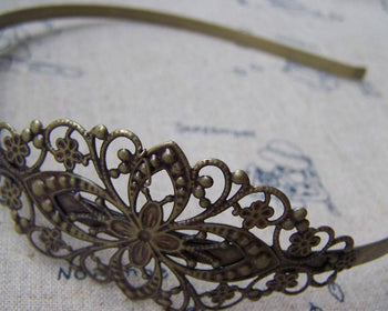 Accessories - Filigree Flower Headband Metal Bronze Hair Band 35x75mm Set Of 1 A2392