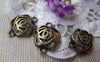 Accessories - Filigree Rose Flower Connectors Antique Bronze Charms 16x21mm Set Of 10 Pcs A432