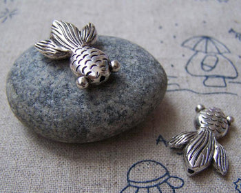 Accessories - Fish Beads Antique Silver Goldfish Charms 17x24mm Set Of 10 Pcs A2748