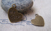Accessories - Flat Heart Charms Antique Bronze Pendant  17mm Set Of 20 Pcs A4460